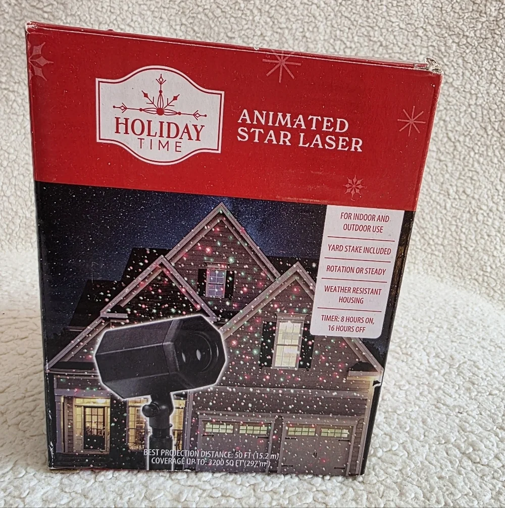 New Animated Star Laser Christmas Red Green Stars- Light Show Projector Timer